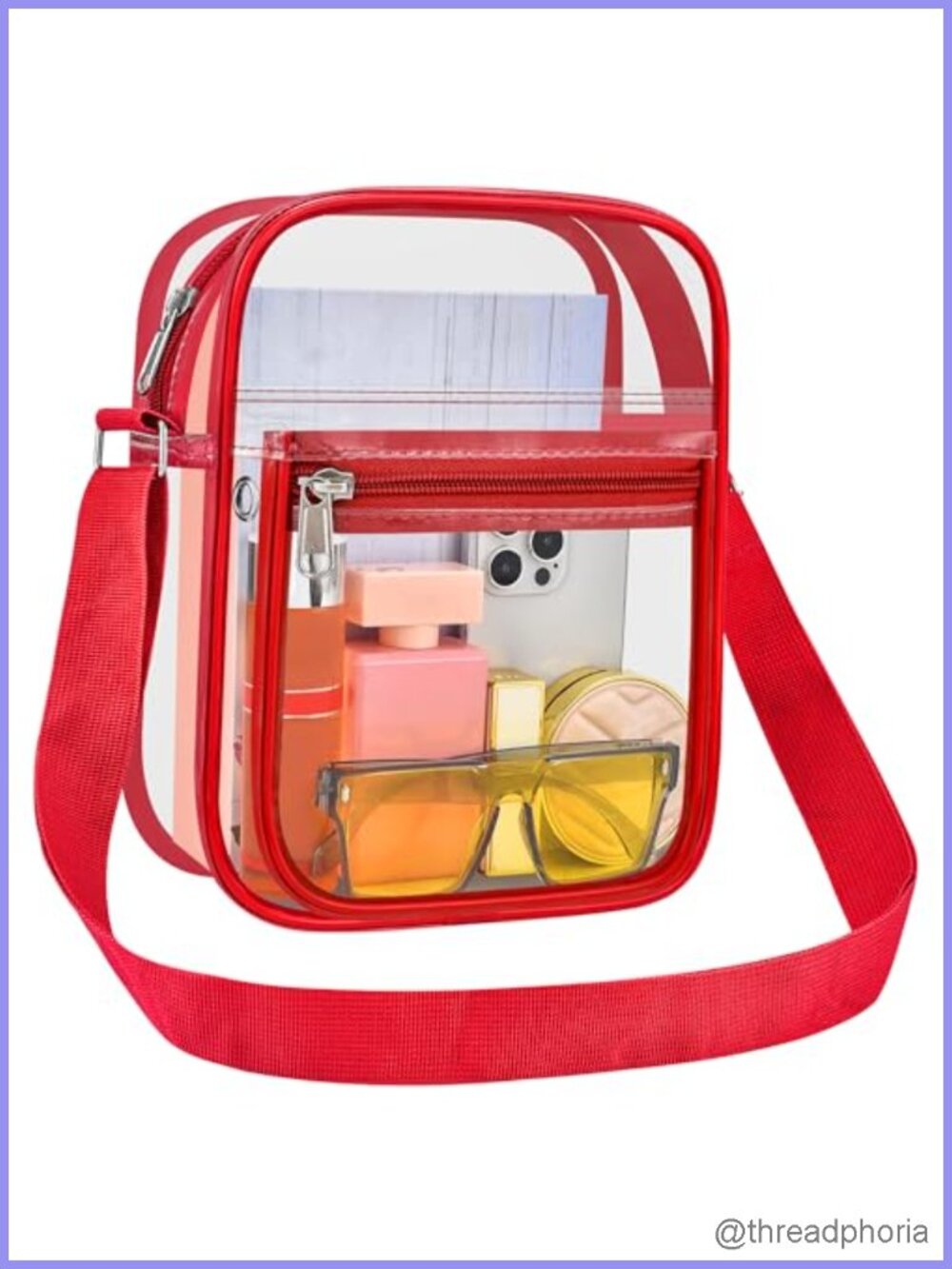 Stadium Approved Clear Messenger Bag Clear PVC Crossbody Bag with Adjustable